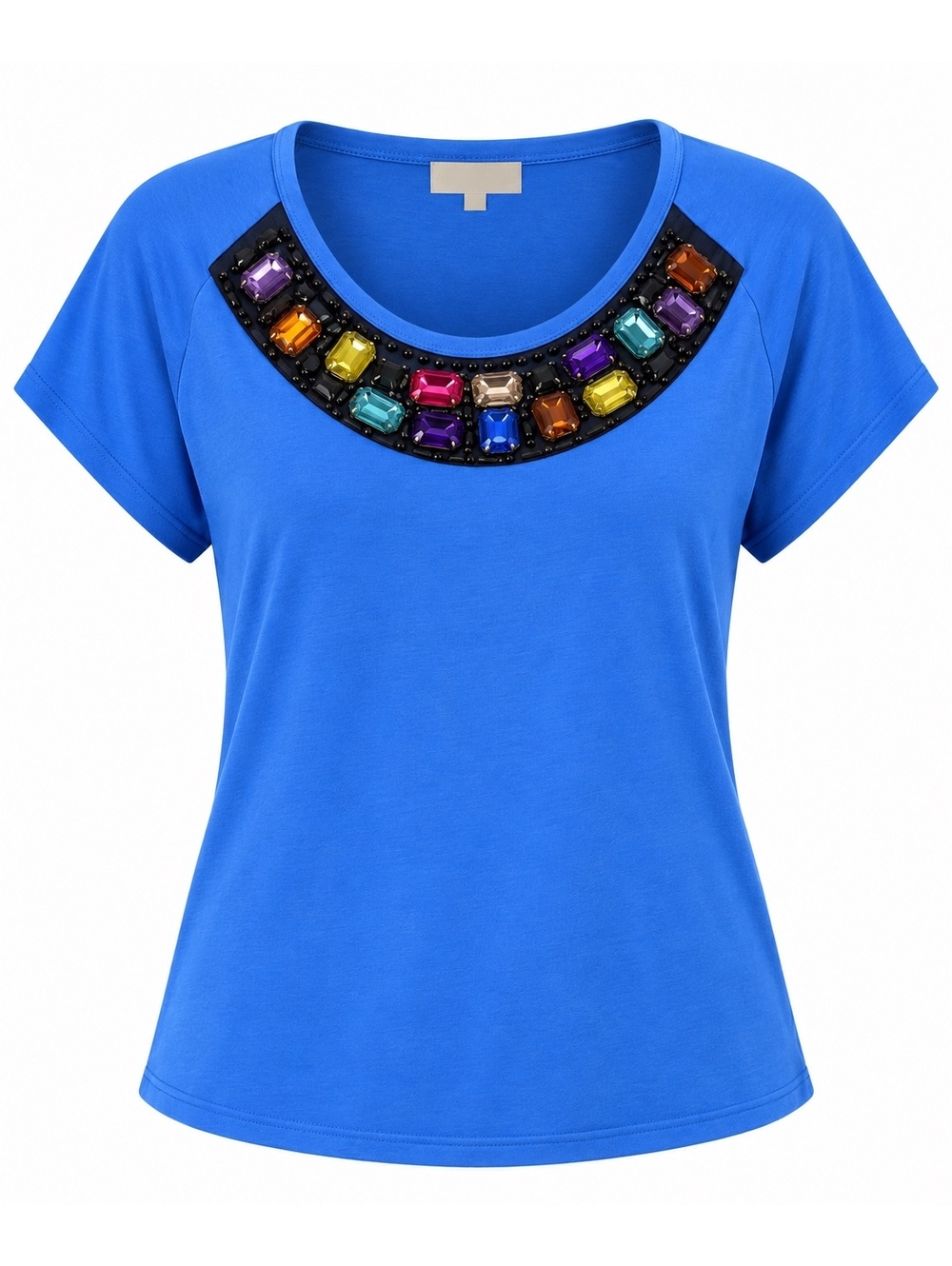 St. John Blue Jeweled Statement Top
